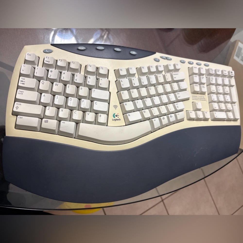 Vintage Logitech Natural Multimedia Ergonomic Keyboard Cordless NOT Tested